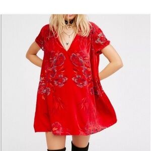 Free people Acting Single  velvet burnout mini dress